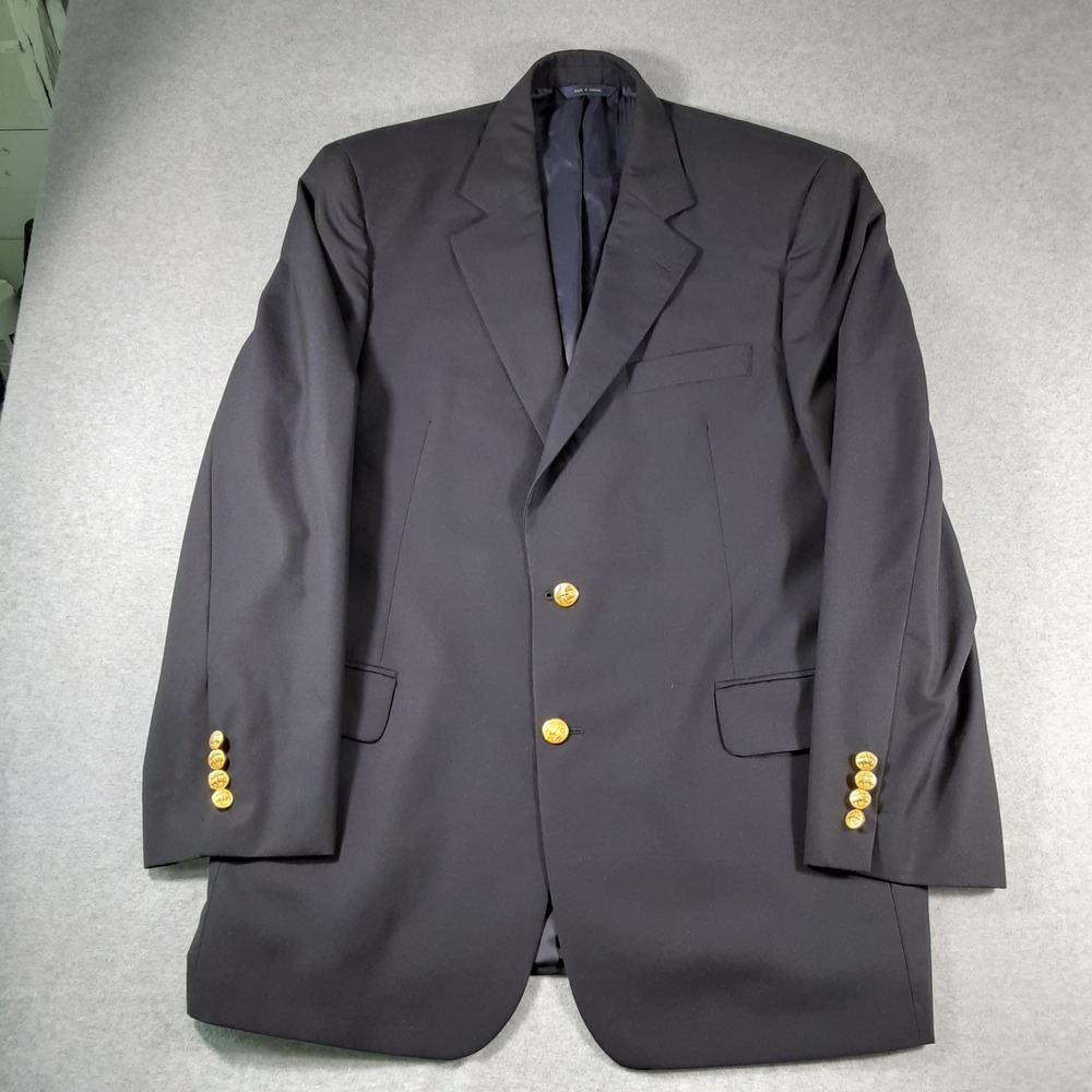 Brooks Brothers Navy Blue Loro Piana Wool Blazer Gold Crest Buttons 43R Canada